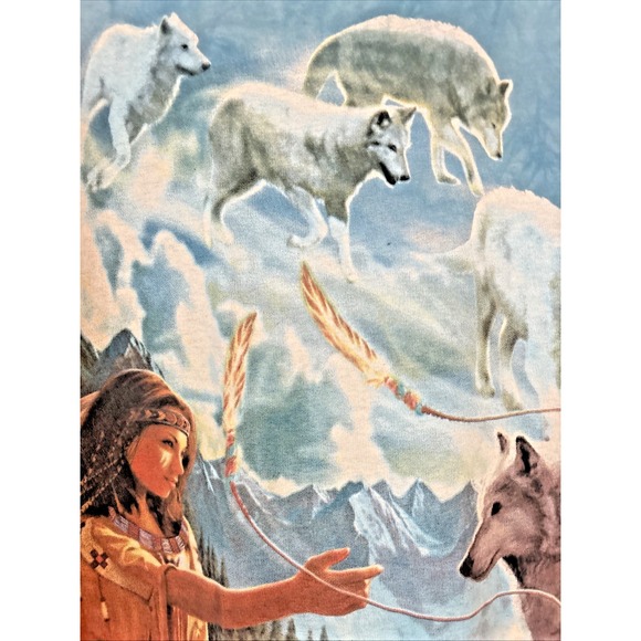 Vtg Y2K The Mountain 2001 T-Shirt 2XL Wolf Dreamcatcher Tie Dye - Excellent Cond - Picture 10 of 13